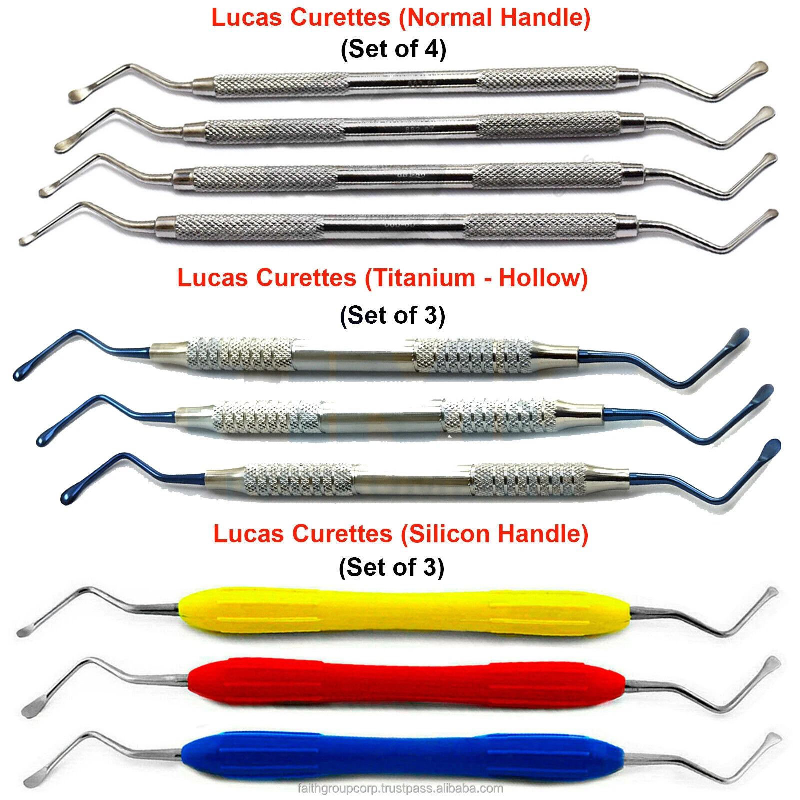 NEW Brand Surgical Lucas Bone Curettes Periodontal Cyst Removal Soft Tissue Curettage