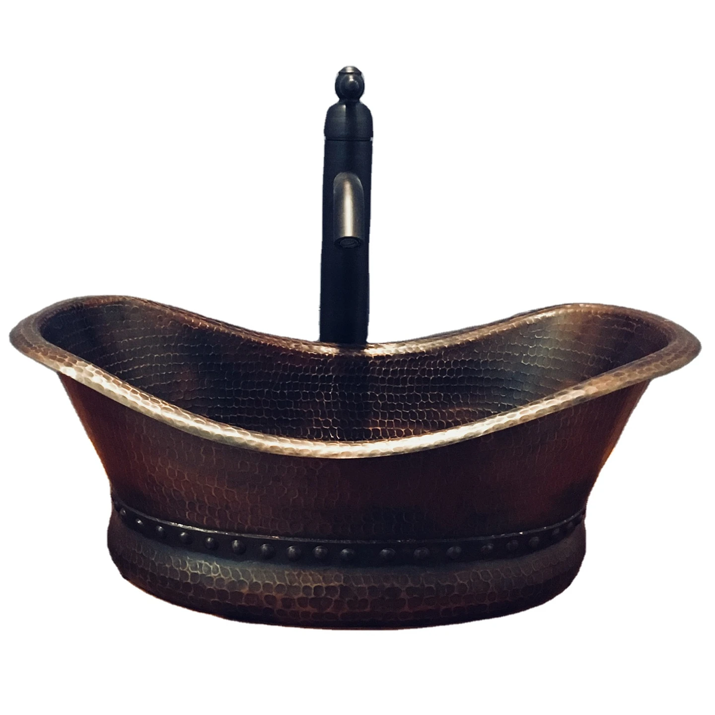 Copper Hammered Boat SInk for bathroom Wash Basin