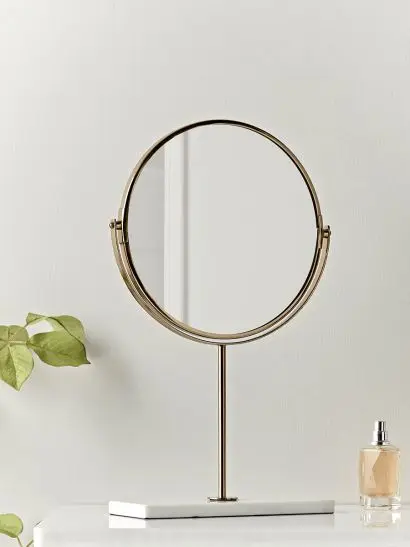 Floral Design Tabletop Mirror Round Vintage Image Mirror Handmade Makeup Desk Accessories Personalize Gift Cosmetic Glass Mirror