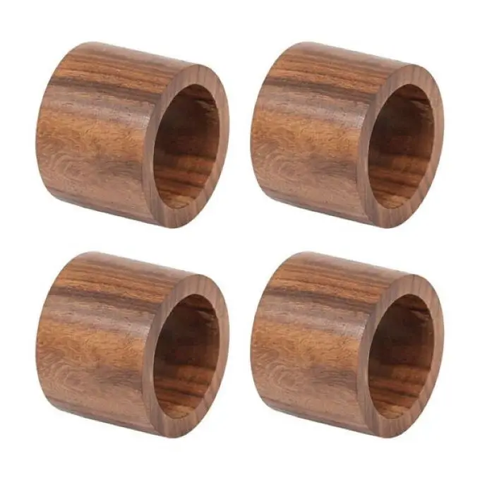 Dor+Kie Black Walnut and Brass Napkin Ring Tree Bark Wood Napkin Ring