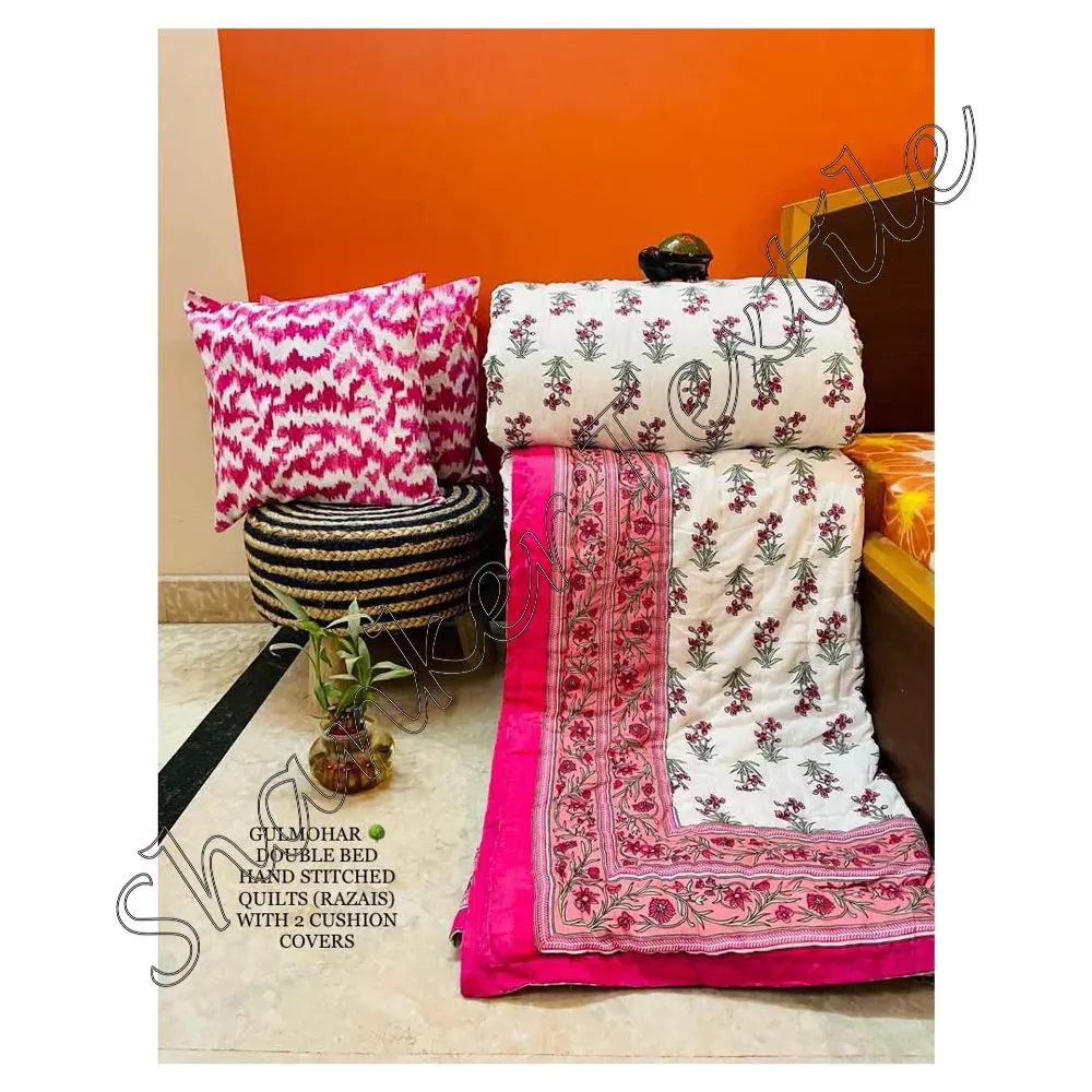 Attractive Bedspread Blanket Indian Cotton Floral Print Jaipuri Decor Rajai Queen Coverlet Ethnic Indian Bed Spread Home Decor