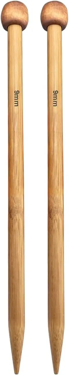 Bamboo Knitting Needle Straight Single Pointed 10-inch Length Knitting Needles for Handmade DIY Knitting,US Size 13(9mm)