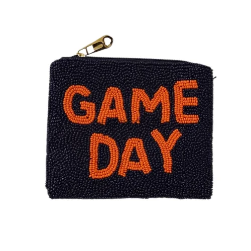 WHO DEY Beaded Coin Purse - Black & Orange Tiger Coin Pouch for Bengals Fans