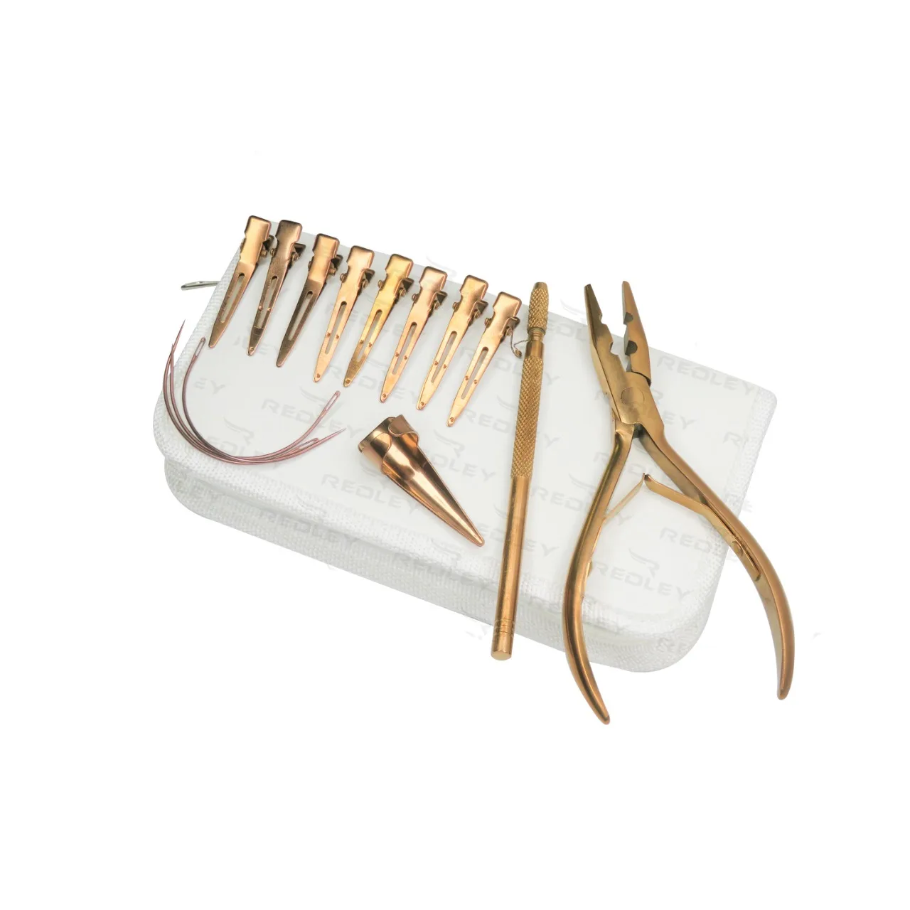 Hand Tied Hair Extension Tool Kit Set With Needle Professional Hair Extension & Beading Tool Kit Plier With Leather Pouch