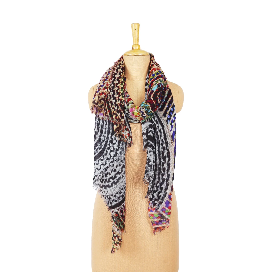2023 Wholesale Digital Print Scarf For Women New Print Long Wool Modal Scarf Flower Printed Scarf