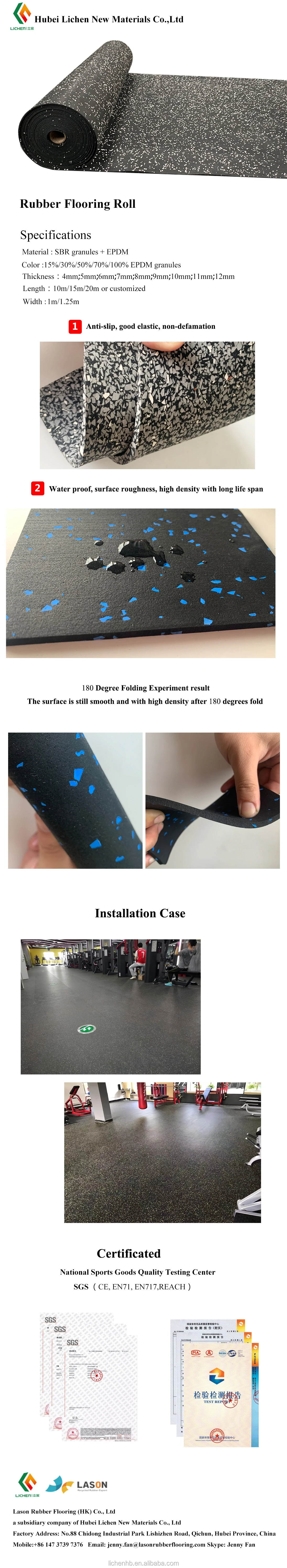 Factory direct rubber roll EPDM rubber flooring roll mat  for gym sound insulation and shock resistance