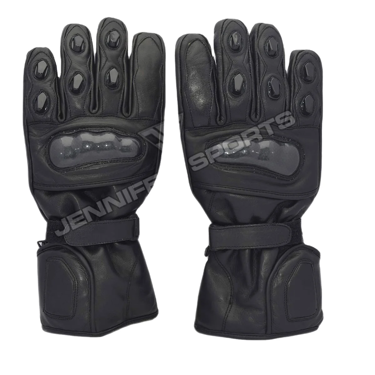 Motorbike Leather Gloves Hard Shell Studs On Fingers&Thumbs Genuine Goat Leather/Anti Slip Neoprene Palms Inside Fleece Lining