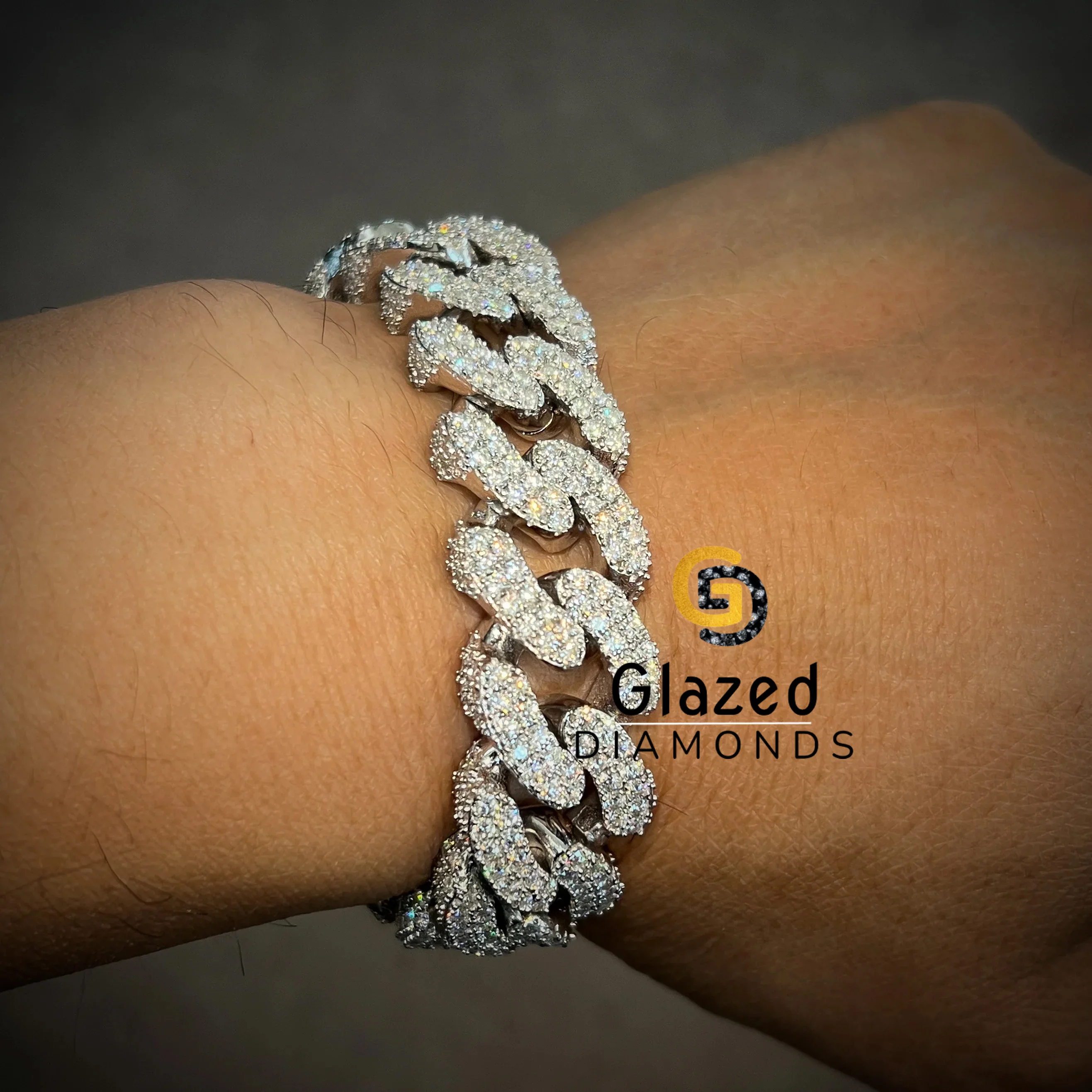 Most Unique 925 Sterling Silver Hip Hop Bracelet Unisex Lab Grown Cut Exclusive Diamond Enhanced VVS Clarity Gold Beaded Bangles
