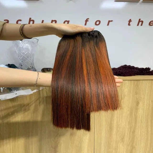 Vietnamese Hot Trend Orange Highlight Color Hair Extensions No Tangle No Shedding with Wholesale Price