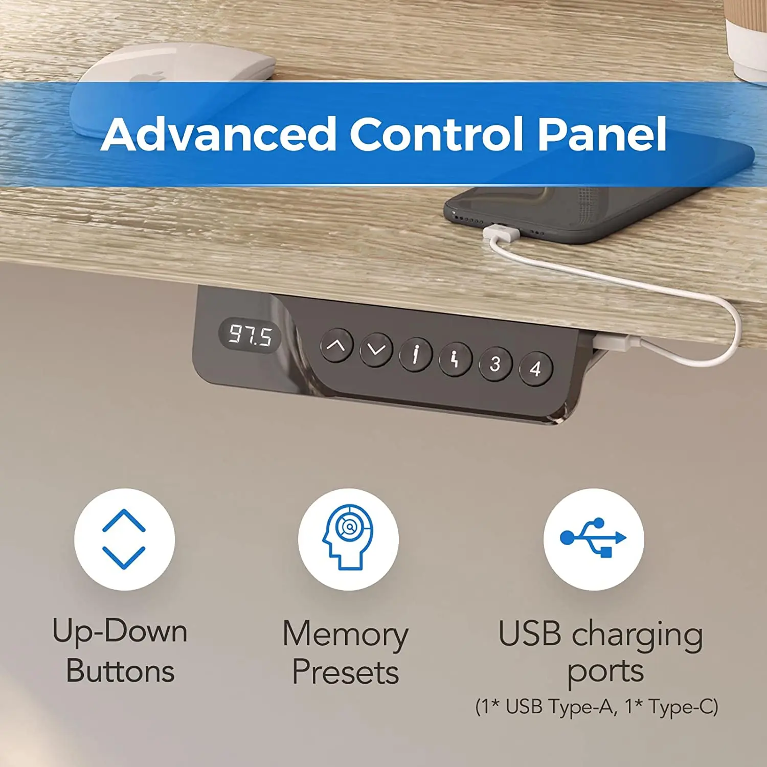 Factory Hot Sale Adjustable Motorized Large Table Standing Desk  Electric Office Computer Standing Desk