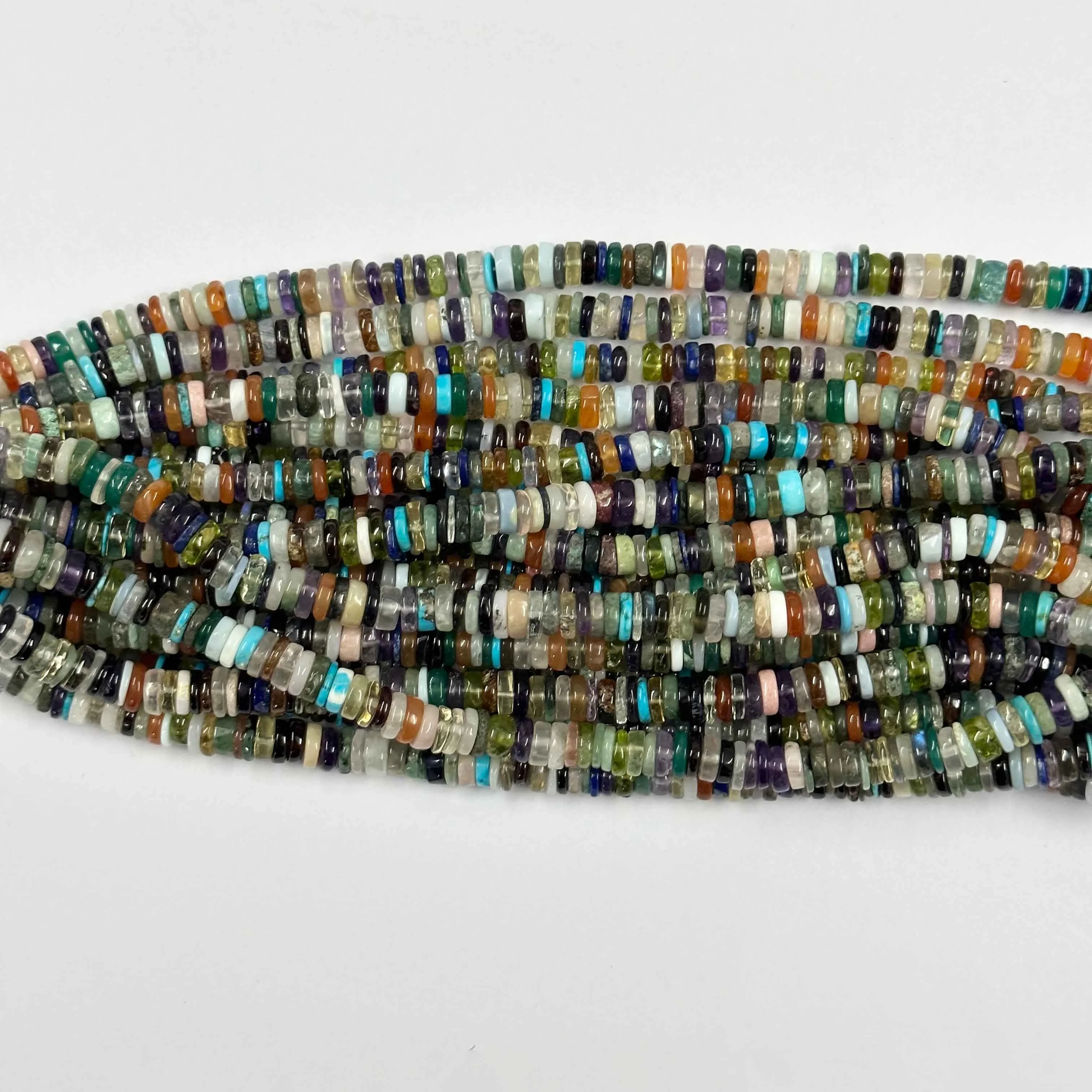 Beautiful Finest Quality Natural 5-6mm Mix Gemstone Heishi Tyre Wheel Beads Strand From Indian Manufacturer Supplier
