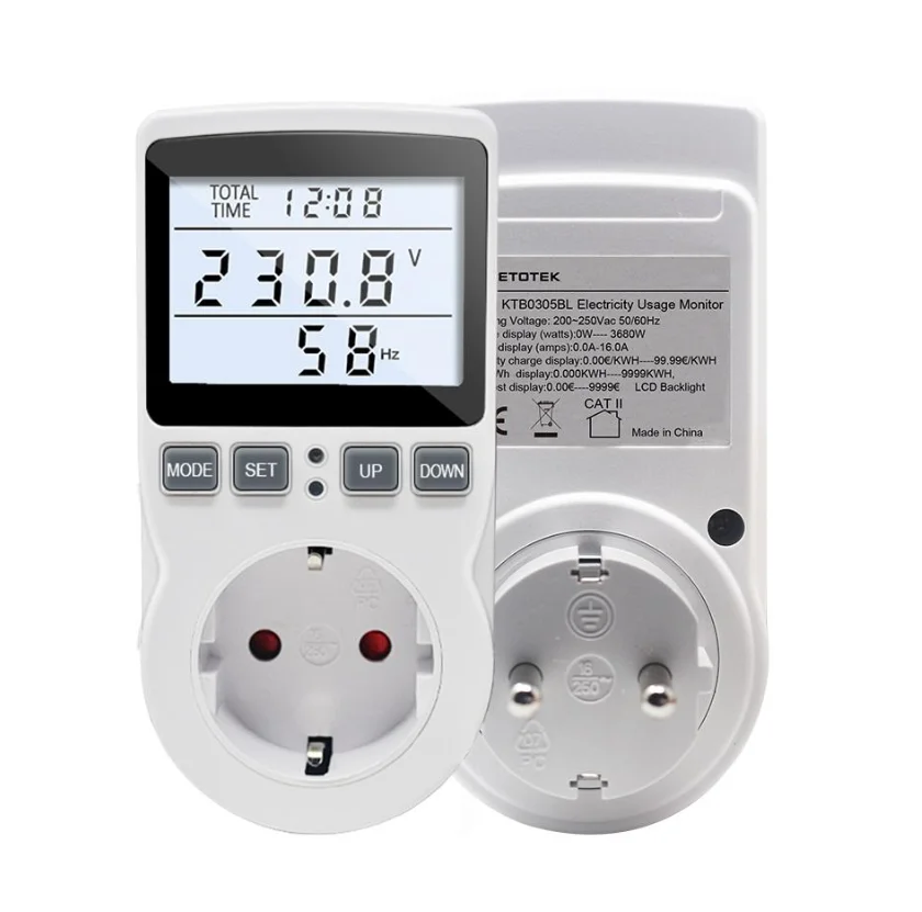 Digital Power Meter Socket EU/US/UK Plug Energy Meter Current Voltage Watt Electricity Measuring Power Meter