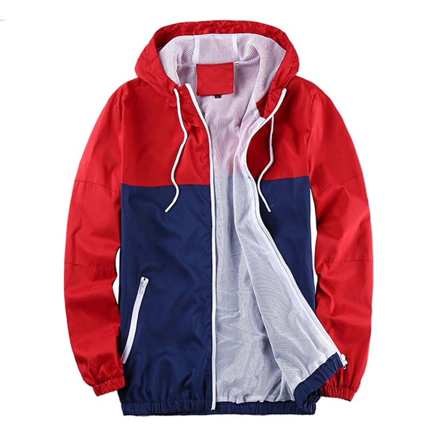 Good Zipper Pockets Hood Style Fashionable Full Blank Customized Logo Printed High Quality Windbreaker Jacket For Mens