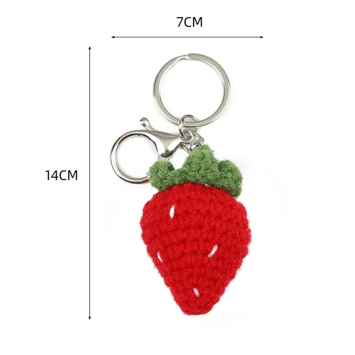 Handmade Knitted Avocado Carrot Strawberry Cherry Key Chains Wool Crochet Fruit Macrame Keychain Woven Keyrings Women Bag Charms