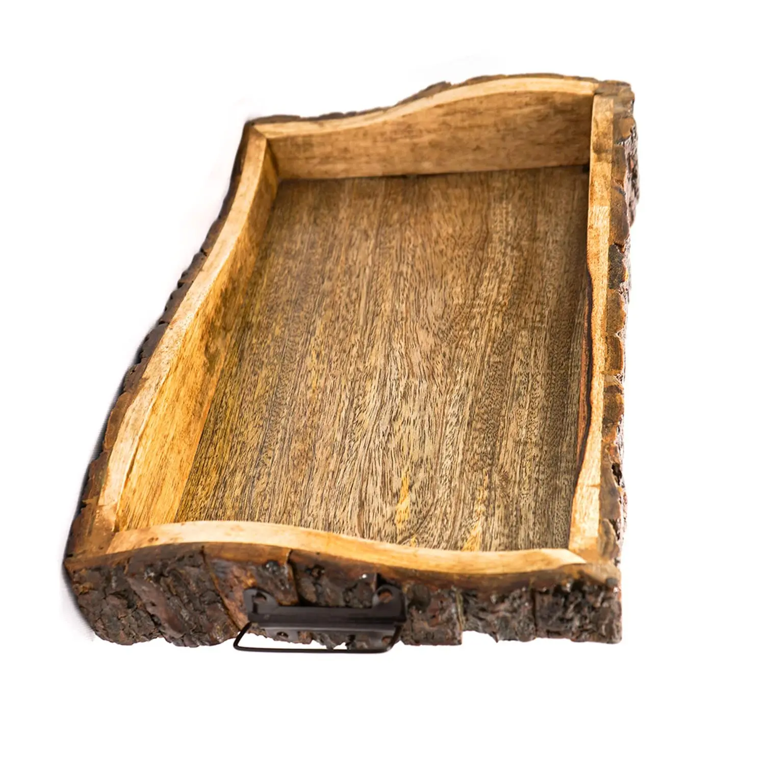 Wooden Bark serving tray sustainable with shell trending product from india by indian craft cottage