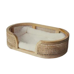 Vietnam Handwoven Rattan Dog And Cat Basket Pet Beds Accessories Handmade Bed Furniture Customized Size