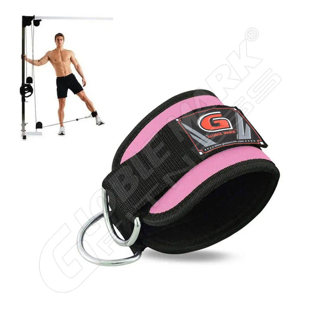 Comfortable Adjustable Neoprene Padded Ankle Wrist Cuffs with D-Ring Glute Kickback Strap Cable Machine for Protection