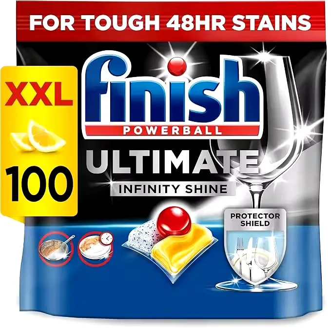 Finish Ultimate Infinity Shine Dishwasher Tablets bulk | Scent : Lemon | Size: 100 Dishwasher Tabs |Ultimate Clean and Shine