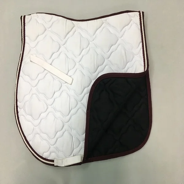 Black/White/Gold Flower Diamond Quilt Dressage Saddle Pad Twisted Piping Equestrian Soft Touch Saddle Cloth Manufacturer UK