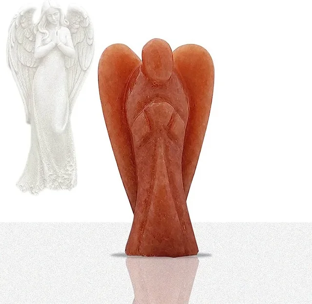 wholesale Natural gemstone Red Aventurine 1inch Carved Handmade Crystal angel crystal healing stone angels for sale