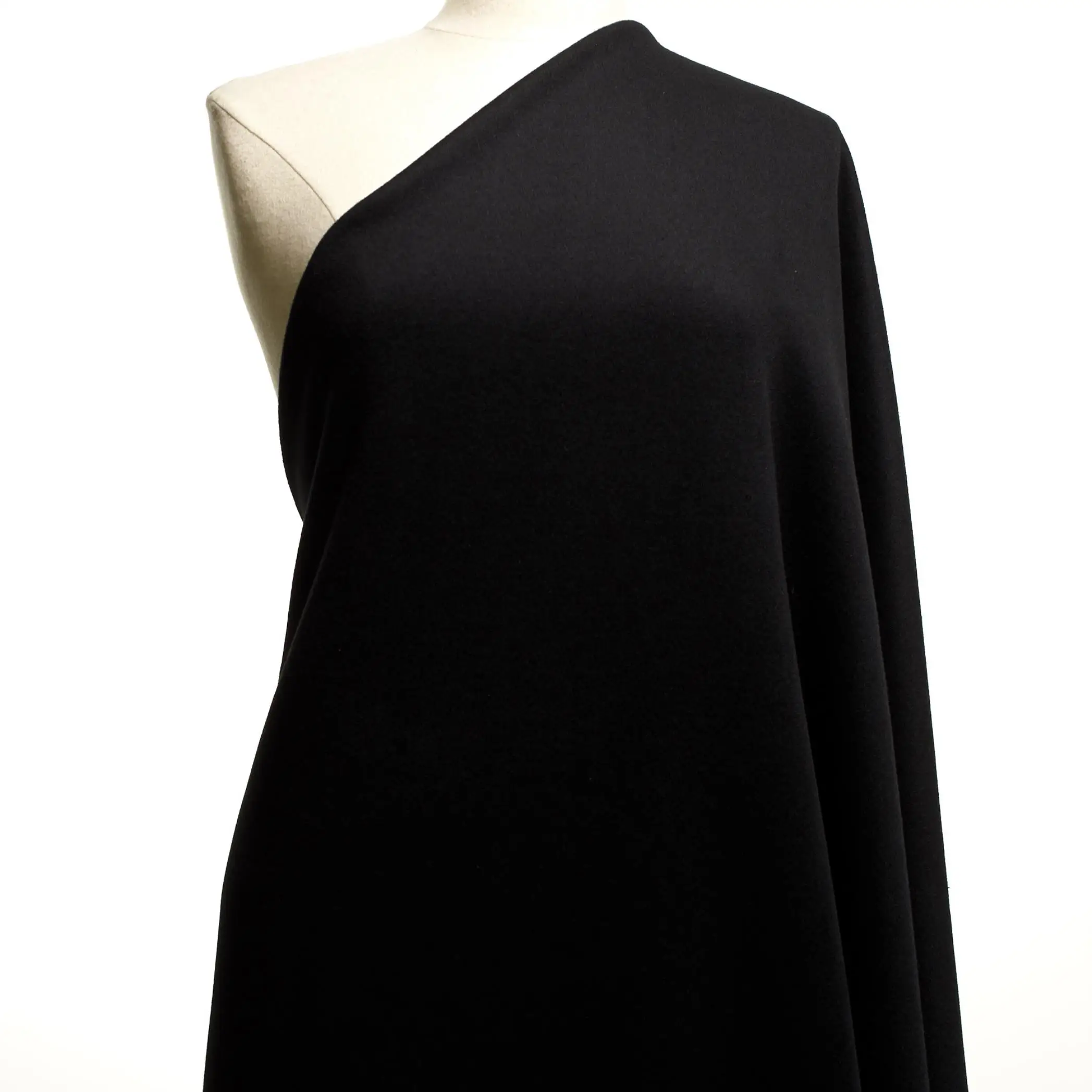 Eco-friendly WOOL FABRIC for jackets, LUXURY DEADSTOCK, black fabric immediately available by the meter.