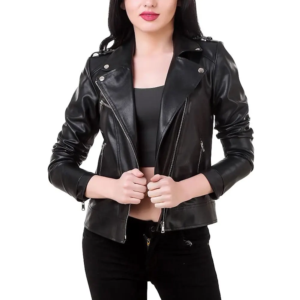 New Latest Design 2024 Women Leather Fashion Jackets Hot Sale Women Custom Leather Fashion Jackets High Quality