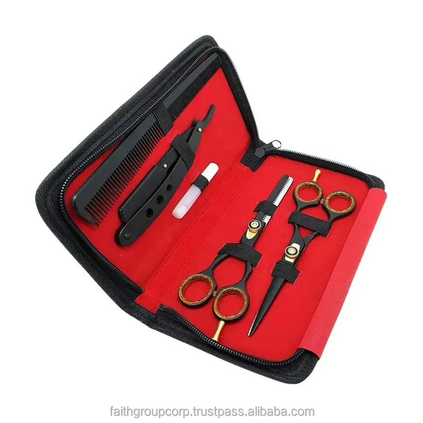Barber kit scissor set with razors black beauty saloon kit Use Barber thinner Hair Cutting Scissors For Adults whole sale price