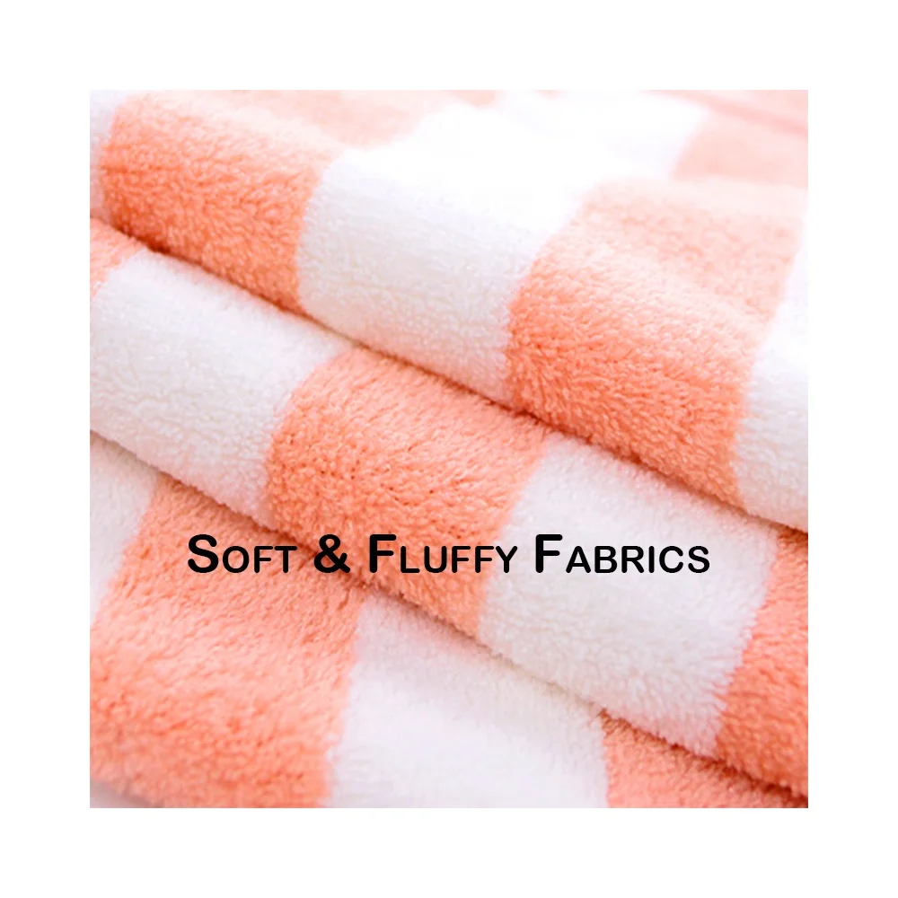 Best Value for Money Cabana Stripe Beach Towel Coral Fleece Made From Dyed Microfiber Yarns by Direct Microfiber Manufacturer