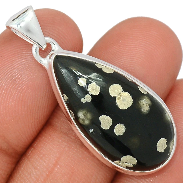 Gemnel dainty jewelry 925 sterling silver popular 18k rose gold obsidian necklace wholesale silver gemstone jewelry