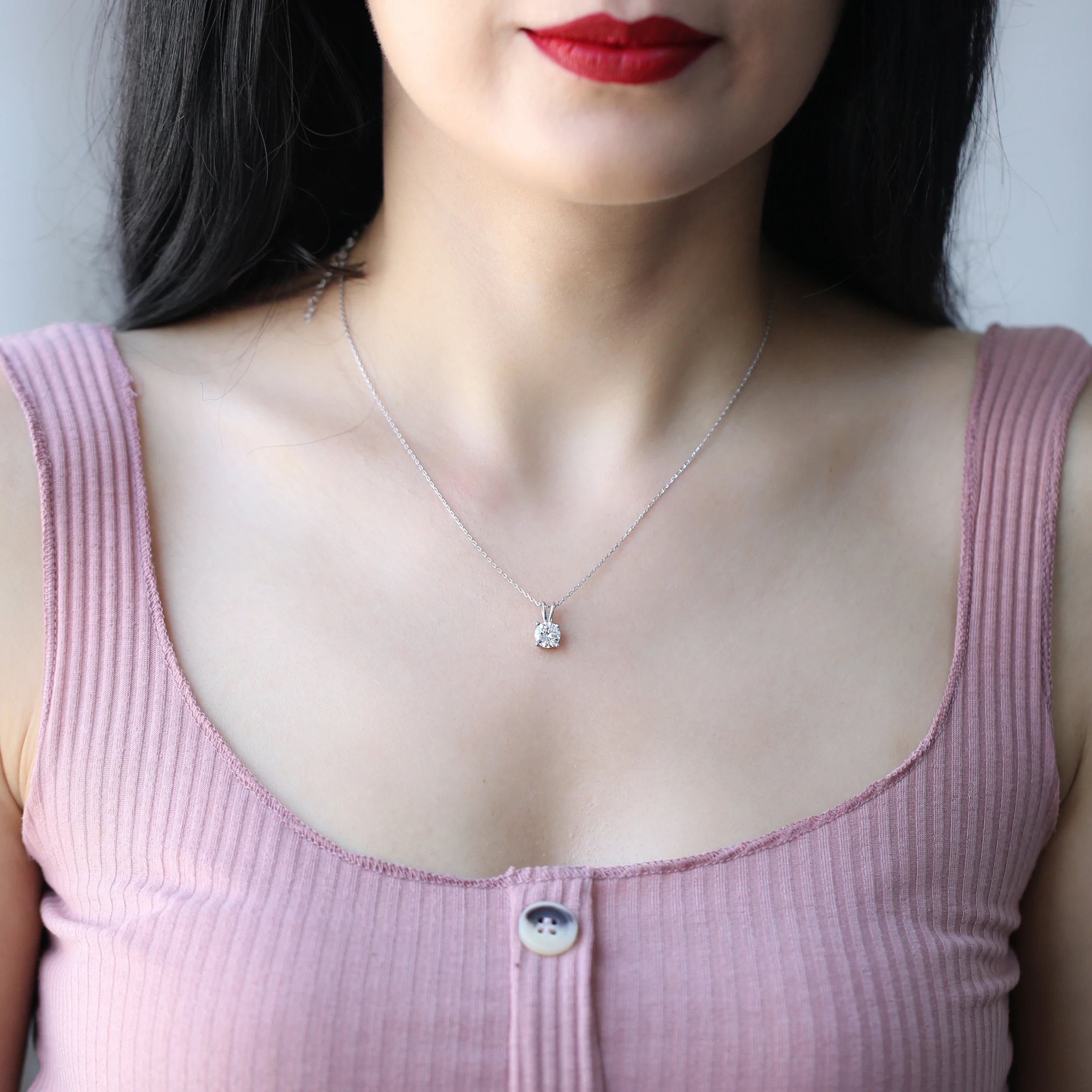 Solitaire Charm Necklace Zircon Stone Turkish Handmade Wholesale 925 Sterling Silver Jewelry