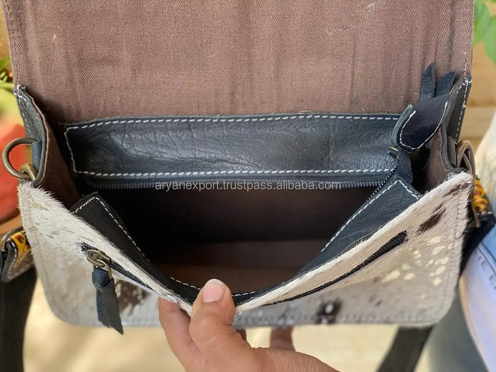 Real Handcrafted Tooled Metallic Fur Leather Handbag Western Women Hobo Crossbody Purse Custom Genuine Leather Shoulder Bag