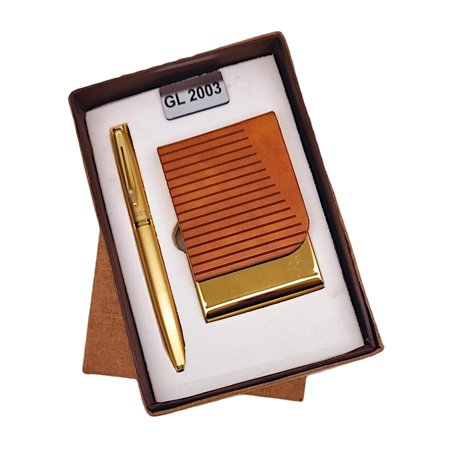 Wholesale bulk portable business card holder and pen gift set promotional and business gift set available at best price