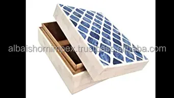 Handmade Ox Bone Inlay Box Custom Resin Marble with Mother of Pearl Small Wooden Storage for Jewelry Gifts in India