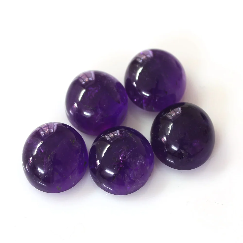 Natural African amethyst flat back stone 16mm round cabochon for DIY jewelry ring massager making, iroc sales circle cab