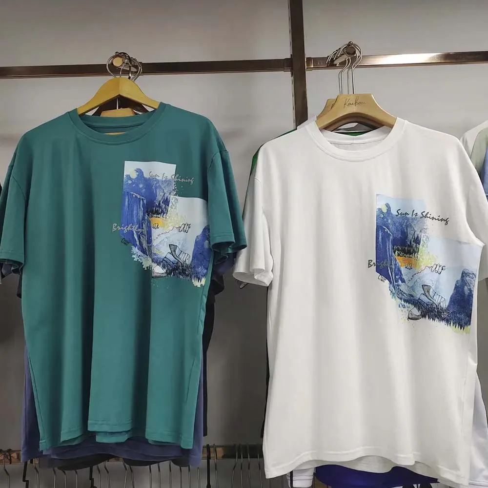 Custom Men High Quality Drop Shoulder Heavyweight Thick Plain Polyester White Logo Black T Shirt Short Sleeve