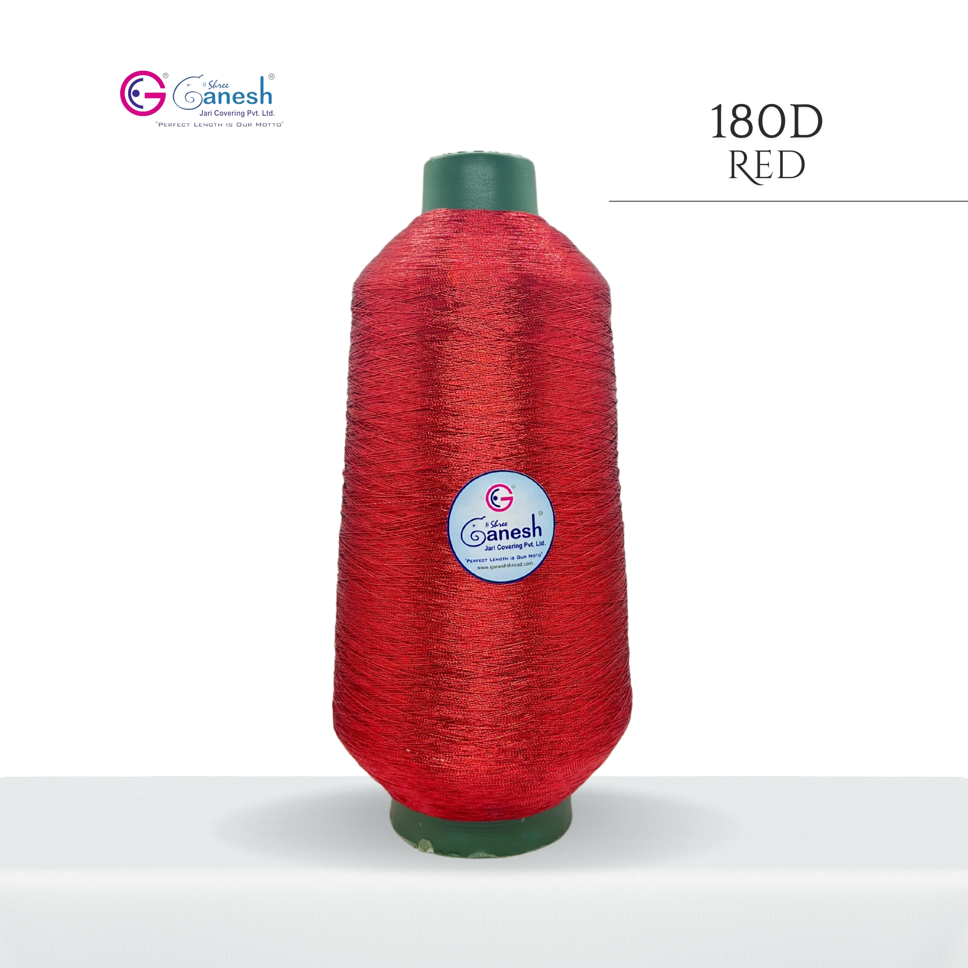 Lurex Registered Trademark High Tenacity Jari Embroidery Yarn Metallic Red Polyester Kasab Flora Jari Yarn for Hand Knitting