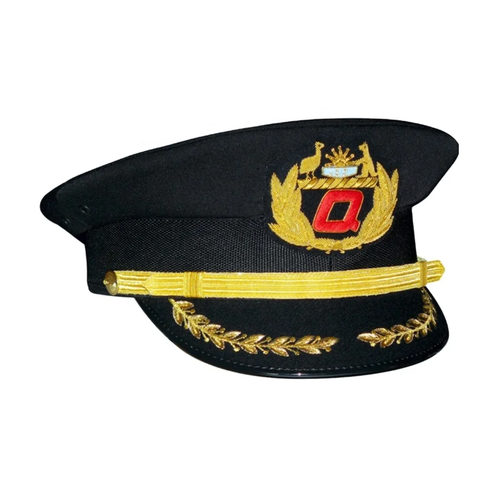 OEM Officer Uniform Peaked Caps Wholesale Peak Cap and Hat with or without Logo Badge Patch