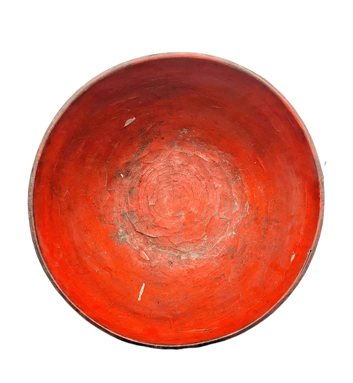 Thai Lanna Wooden Lacquer Ware Water Bowl InSide Decorate With Red Vermillion Painted For Decorated and Collect ( Big Size )