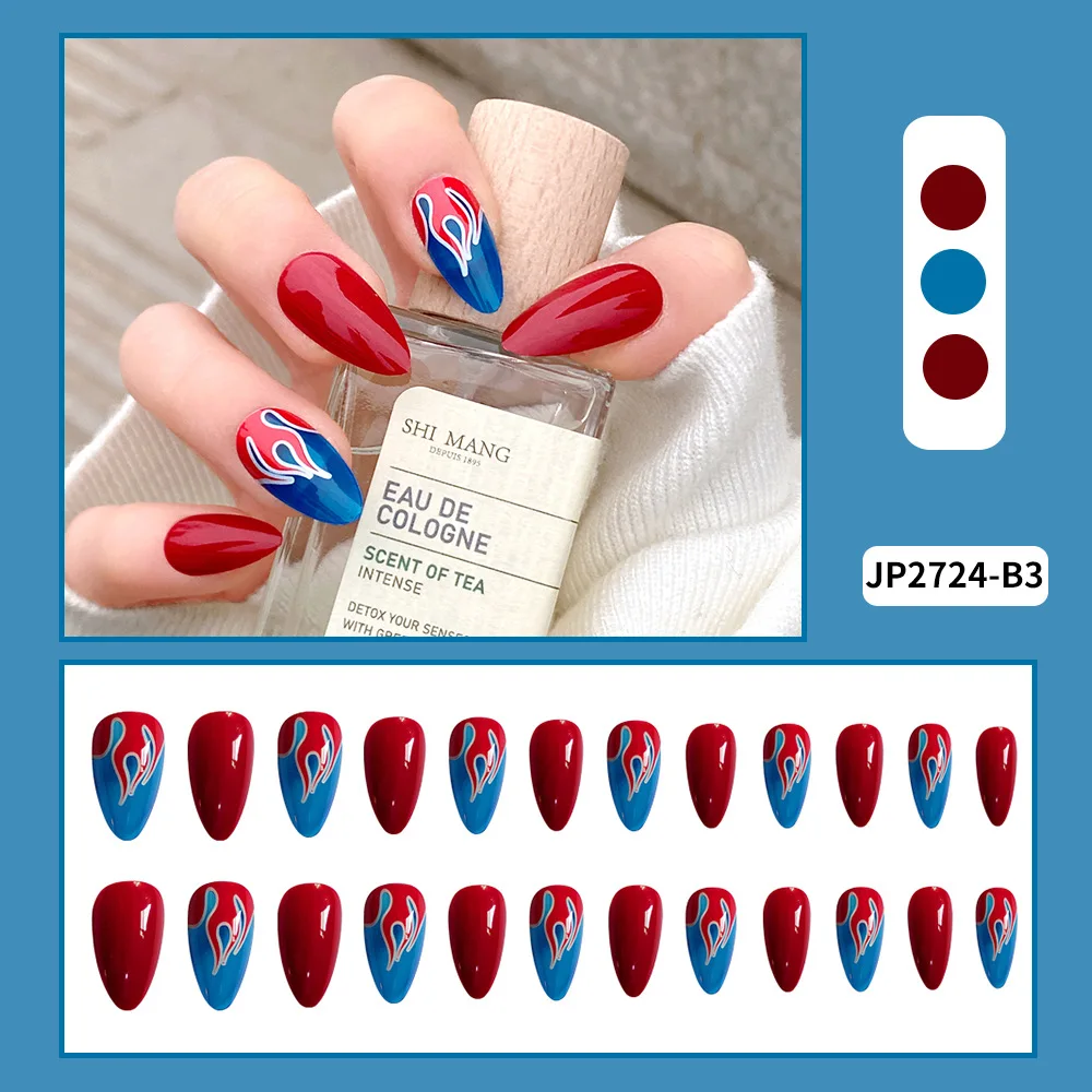 stiletto private label press on nails glue on fake nails set short rhinestones luxury artificial nails