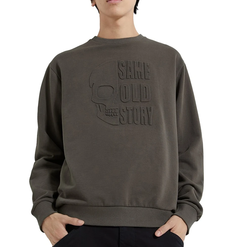 Best Selling Men Oversized Charcoal Colour 3D Embossed Logo Crewneck Sweatshirt For Sale In Bulk Quantity
