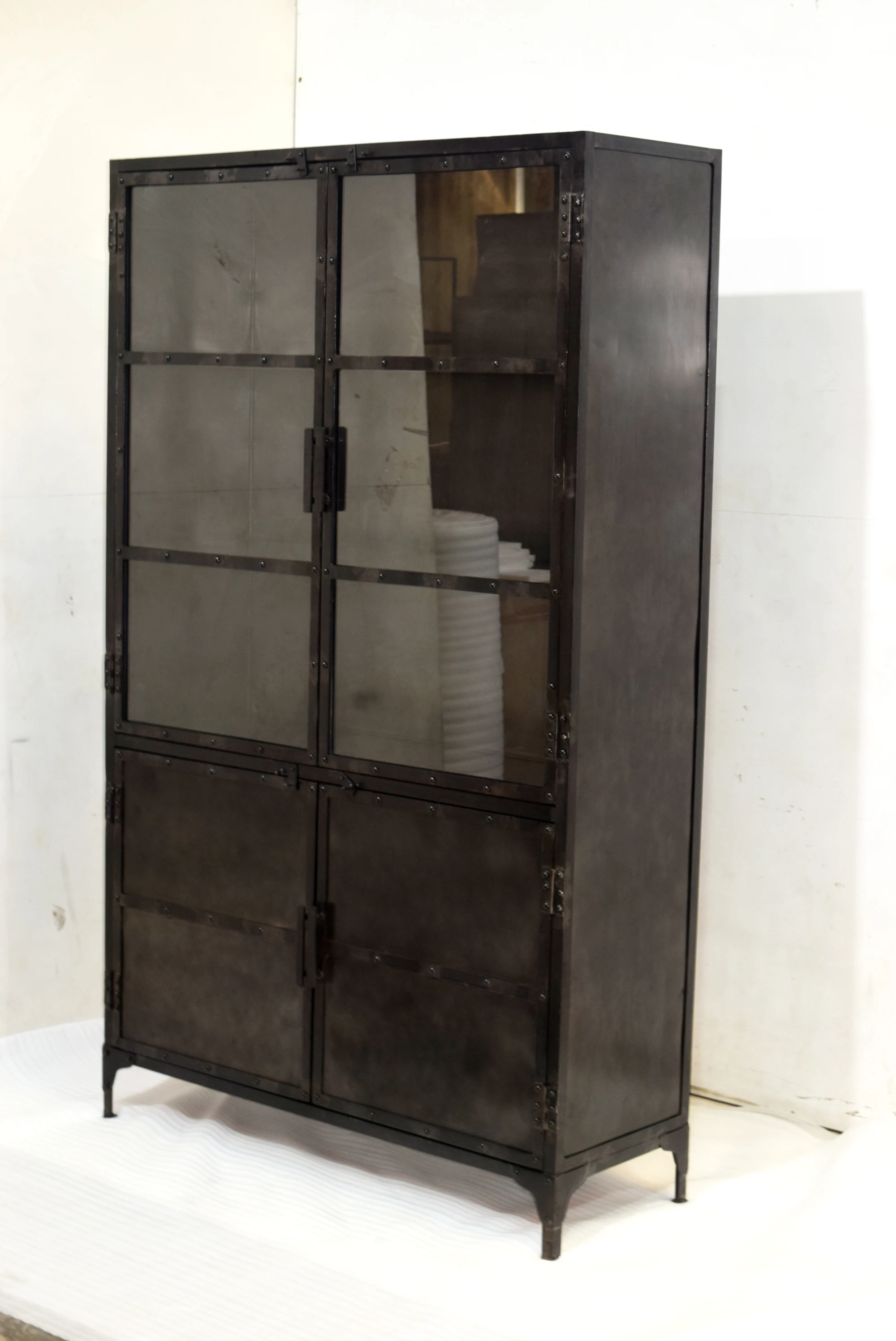 Industrial Design Furniture High Quality Metal Frame Glass Display Rack Storage Cabinet Multi Shelves Display Case for Home