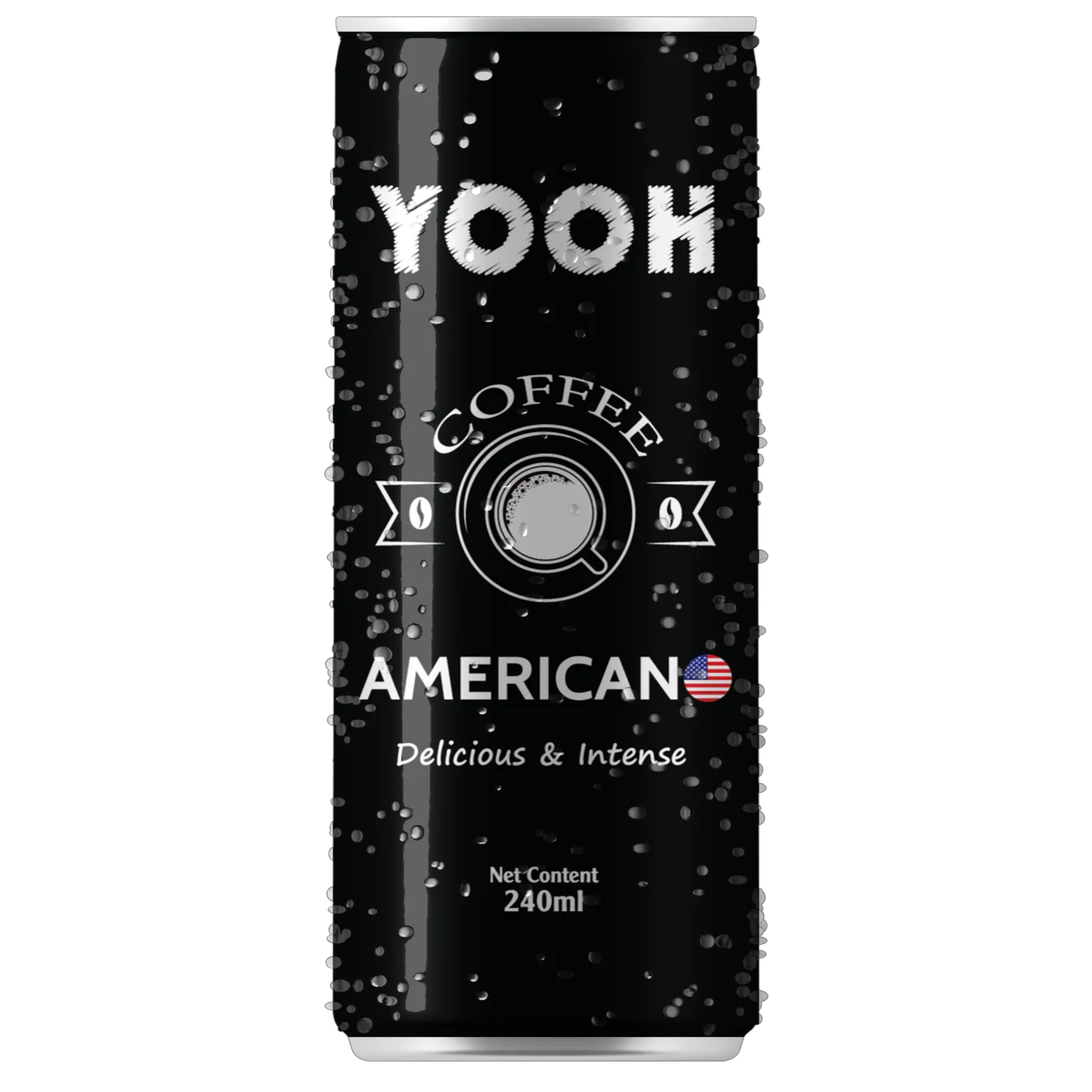 Фирменный бренд YOOH AMERICANO кофе 240 мл тонкая банка с мягким вкусом латте порошок Сертифицированный халяльный коробка кофеином оптом экспорт
