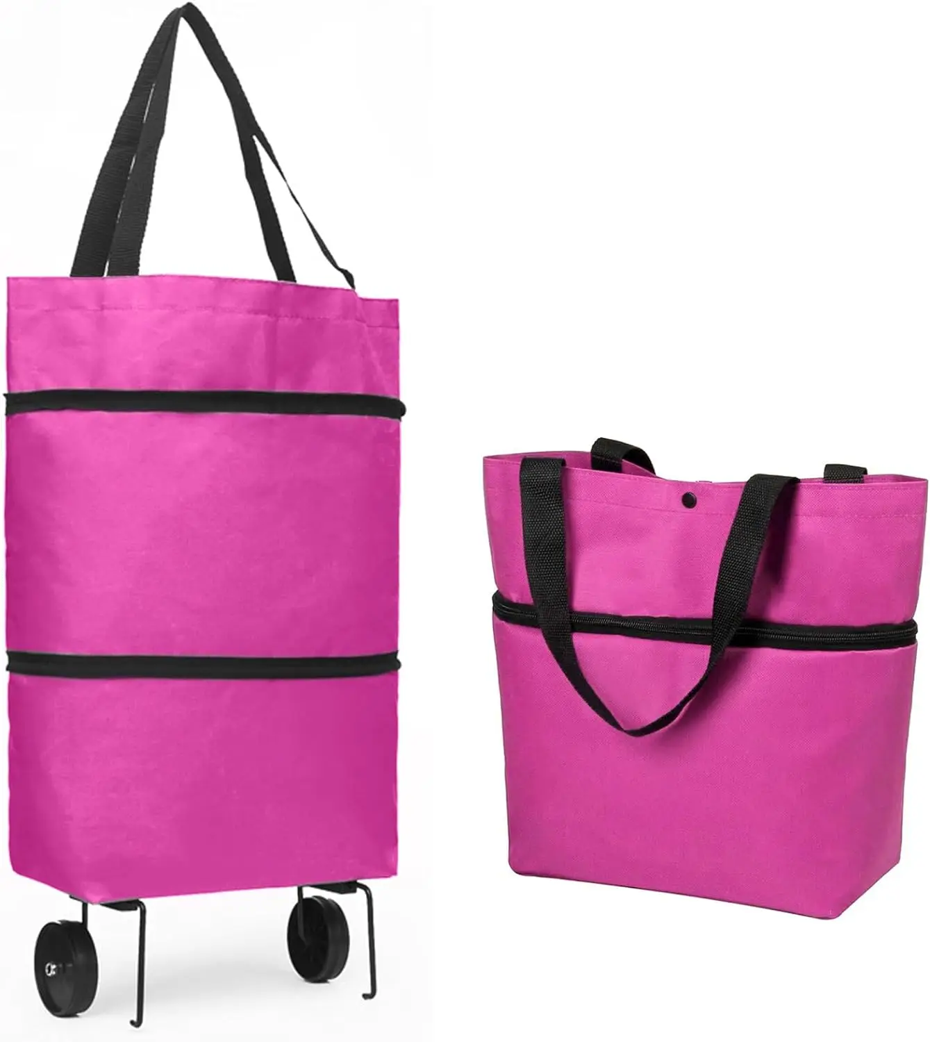 Cheap Foldable Shopping Trolley Tote Bag with Wheels  2 in 1 Reusable Grocery Bags For Travel