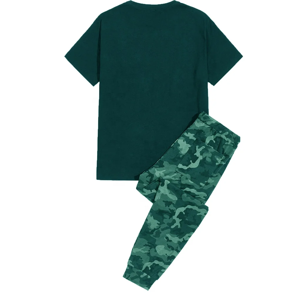 Men Letter Print Top & Camo Pants Set 2022 Mens Camo Summer Sets Tracksuit Wholesale Price With Custom Logo Plus Size OEM