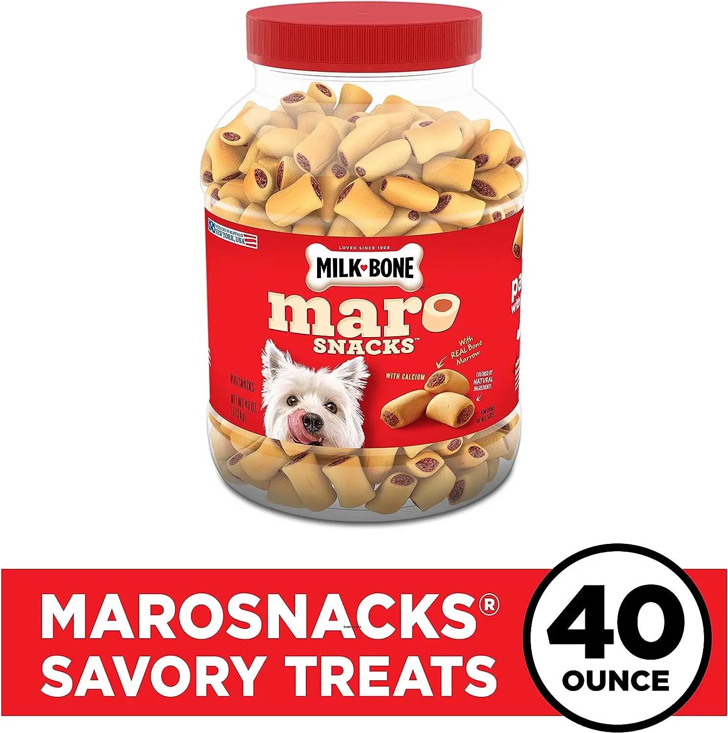 Snacks Dog Treats, Beef, 40 Ounce with Real Bone Marrow and Calcium