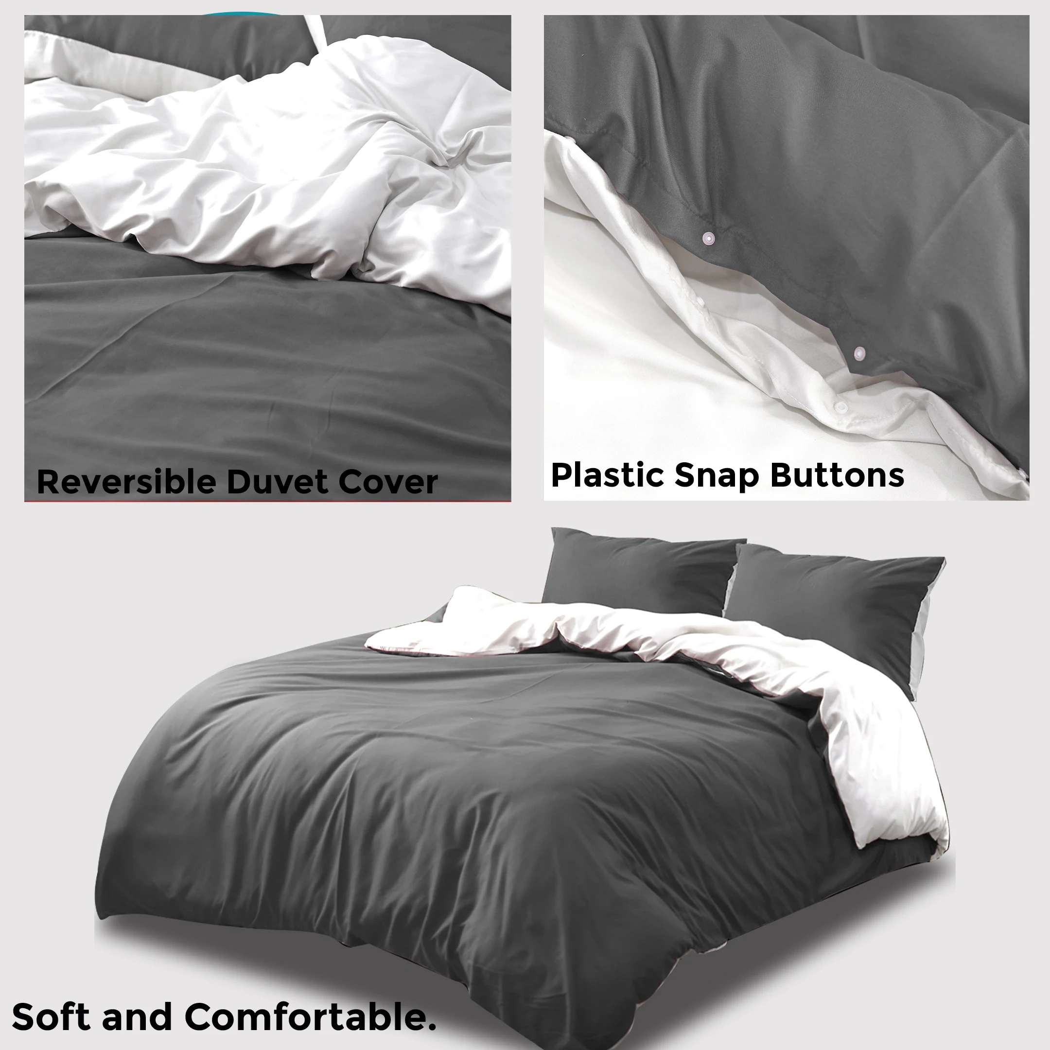 Customize Luxury grey white Reversible Double/Queen/King/Super King Size wholesale Microfiber Breathable Duvet Cover Set