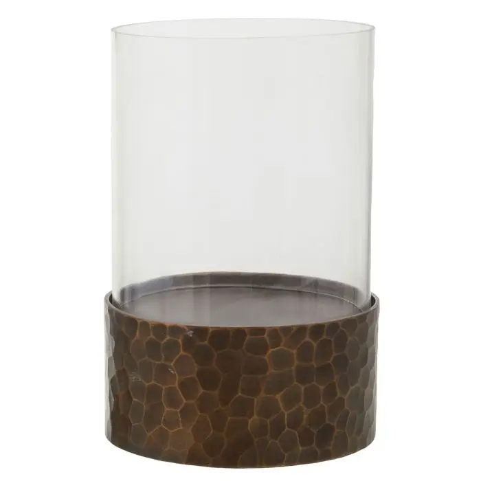 Antique gold brass antique glass candle holder used home accessory used indoor candle holder hurricane glass pillar candlestick