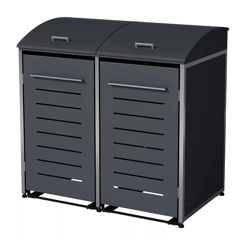 Contemporary Black Outdoor Metal Trash Bins Manufacturers Outdoor Galvanized Trash Can with Large Capacity for Outdoor