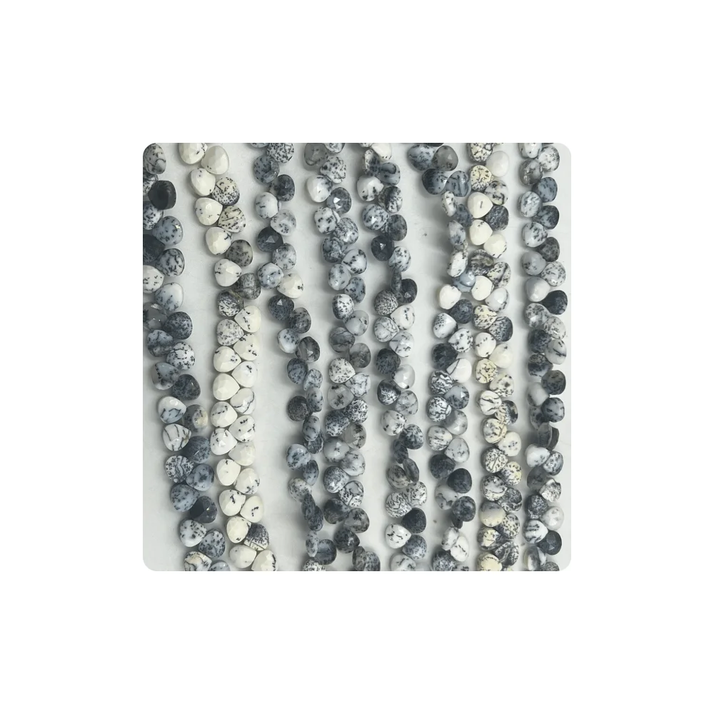 Custom Size Natural Dendrite Faceted Heart Shape Briolette Beads 7mm Approx 8 Inches Strand.