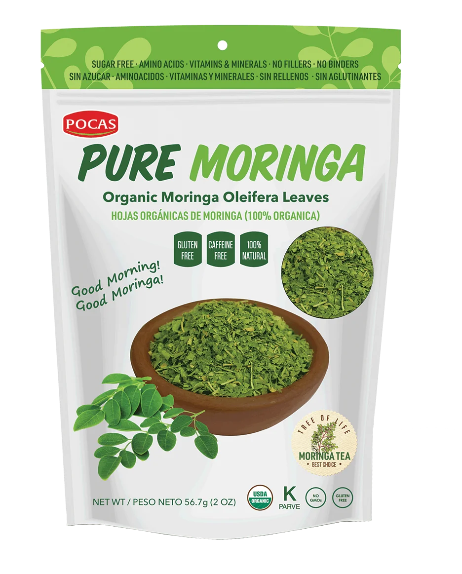 Pocas Organic Moringa Powder 6 Pouches / 1.06 ounce Organic Moringa Oleifera Powder Caffeine Free.